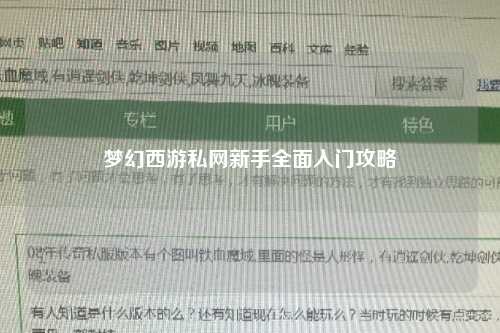 夢幻西游私網新手全面入門攻略